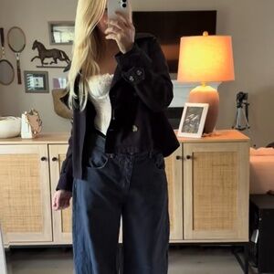 Free People Good Luck Dark Wash Barrel Jeans